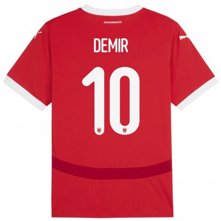 Kandiny Enfant Maillot Autriche Yusuf Demir #10 Rouge Tenues Domicile 24-26 T-Shirt