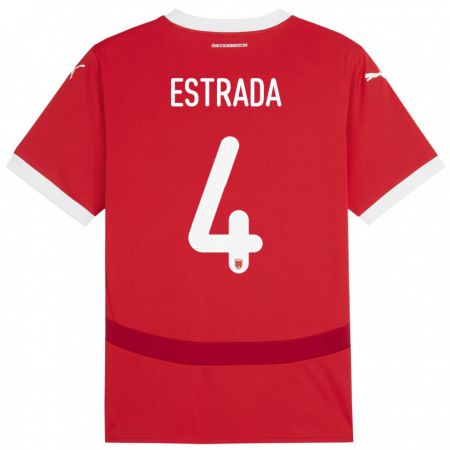 Kandiny Enfant Maillot Autriche Pascal Estrada #4 Rouge Tenues Domicile 24-26 T-Shirt