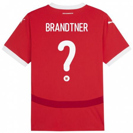 Kandiny Enfant Maillot Autriche Jakob Brandtner #0 Rouge Tenues Domicile 24-26 T-Shirt