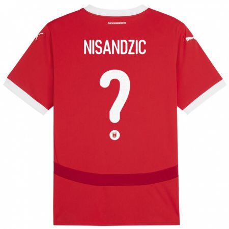 Kandiny Enfant Maillot Autriche Dominik Nisandzic #0 Rouge Tenues Domicile 24-26 T-Shirt