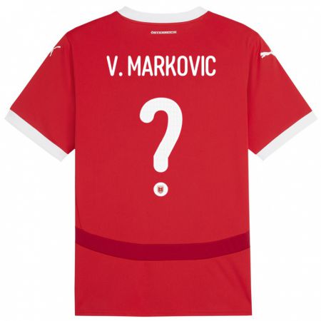 Kandiny Enfant Maillot Autriche Vasilije Markovic #0 Rouge Tenues Domicile 24-26 T-Shirt