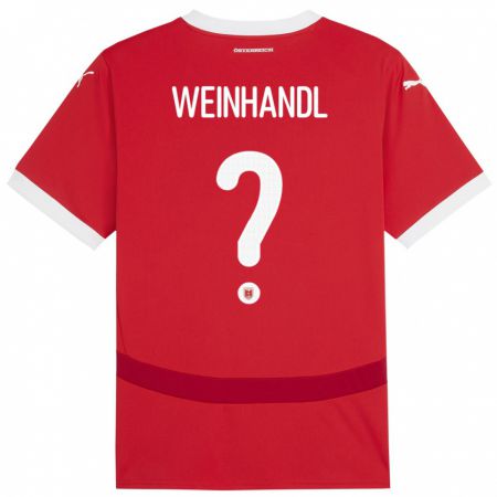 Kandiny Enfant Maillot Autriche Luca Weinhandl #0 Rouge Tenues Domicile 24-26 T-Shirt