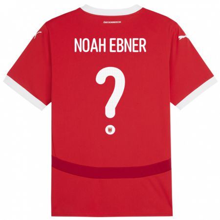 Kandiny Enfant Maillot Autriche Noah Ebner #0 Rouge Tenues Domicile 24-26 T-Shirt