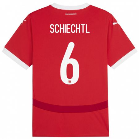 Kandiny Enfant Maillot Autriche Katharina Schiechtl #6 Rouge Tenues Domicile 24-26 T-Shirt