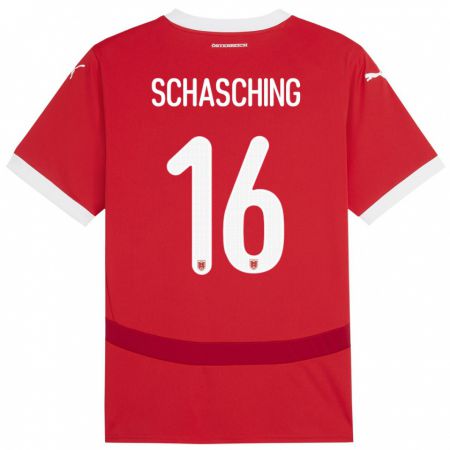 Kandiny Enfant Maillot Autriche Annabel Schasching #16 Rouge Tenues Domicile 24-26 T-Shirt