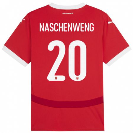 Kandiny Enfant Maillot Autriche Katharina Naschenweng #20 Rouge Tenues Domicile 24-26 T-Shirt