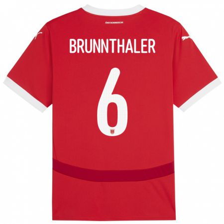 Kandiny Enfant Maillot Autriche Melanie Brunnthaler #6 Rouge Tenues Domicile 24-26 T-Shirt