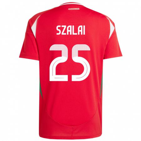 Kandiny Enfant Maillot Hongrie Gábor Szalai #25 Rouge Tenues Domicile 24-26 T-Shirt