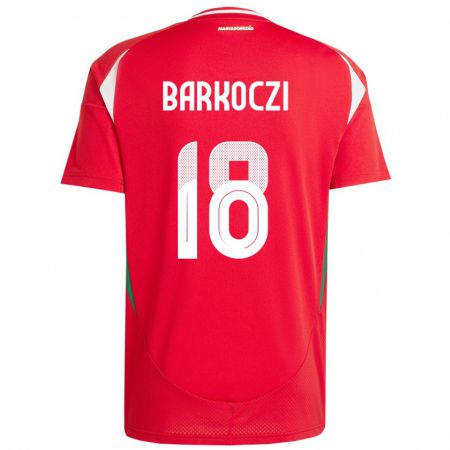 Kandiny Enfant Maillot Hongrie Barnabás Barkóczi #18 Rouge Tenues Domicile 24-26 T-Shirt