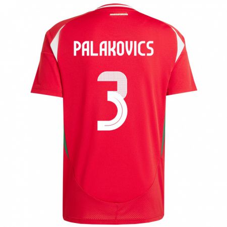 Kandiny Enfant Maillot Hongrie Laura Palakovics #3 Rouge Tenues Domicile 24-26 T-Shirt