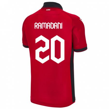 Kandiny Enfant Maillot Albanie Ylber Ramadani #20 Rouge Tenues Domicile 24-26 T-Shirt
