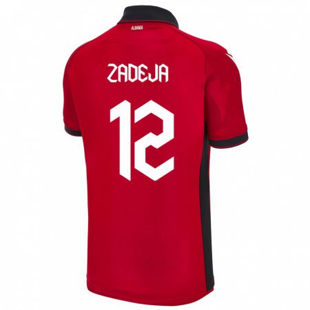 Kandiny Enfant Maillot Albanie Darius Zadeja #12 Rouge Tenues Domicile 24-26 T-Shirt