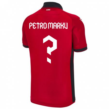 Kandiny Enfant Maillot Albanie Petro Marku #0 Rouge Tenues Domicile 24-26 T-Shirt