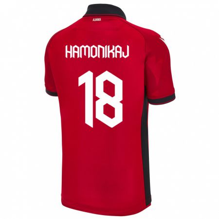 Kandiny Enfant Maillot Albanie Klea Hamonikaj #18 Rouge Tenues Domicile 24-26 T-Shirt