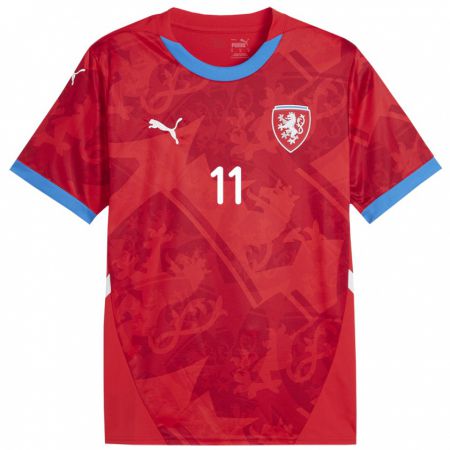 Kandiny Enfant Maillot Tchéquie Tereza Krejčiříková #11 Rouge Tenues Domicile 24-26 T-Shirt