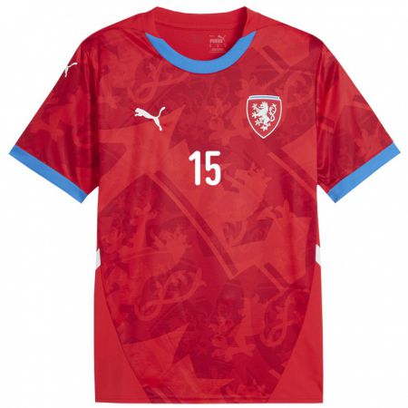 Kandiny Enfant Maillot Tchéquie Kateřina Kotrčová #15 Rouge Tenues Domicile 24-26 T-Shirt