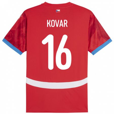 Kandiny Enfant Maillot Tchéquie Matej Kovar #16 Rouge Tenues Domicile 24-26 T-Shirt