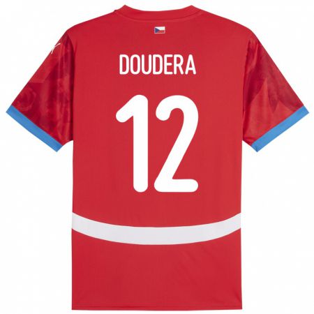 Kandiny Enfant Maillot Tchéquie David Doudera #12 Rouge Tenues Domicile 24-26 T-Shirt