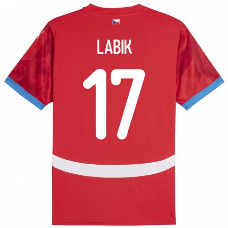 Kandiny Enfant Maillot Tchéquie Albert Labik #17 Rouge Tenues Domicile 24-26 T-Shirt