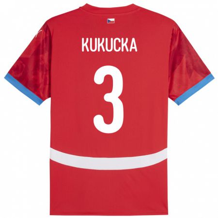 Kandiny Enfant Maillot Tchéquie Ondrej Kukucka #3 Rouge Tenues Domicile 24-26 T-Shirt