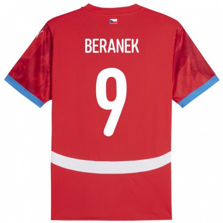 Kandiny Enfant Maillot Tchéquie Marek Beranek #9 Rouge Tenues Domicile 24-26 T-Shirt