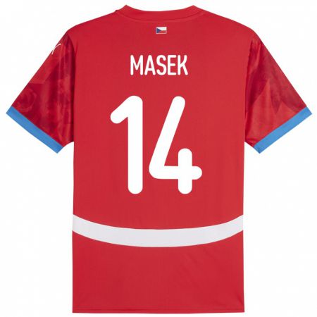 Kandiny Enfant Maillot Tchéquie Lukas Masek #14 Rouge Tenues Domicile 24-26 T-Shirt