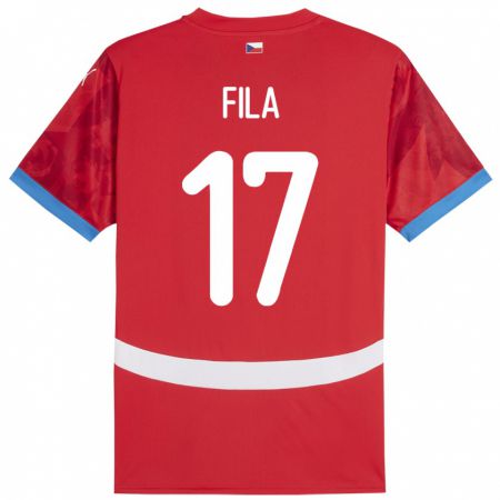 Kandiny Enfant Maillot Tchéquie Lukas Fila #17 Rouge Tenues Domicile 24-26 T-Shirt