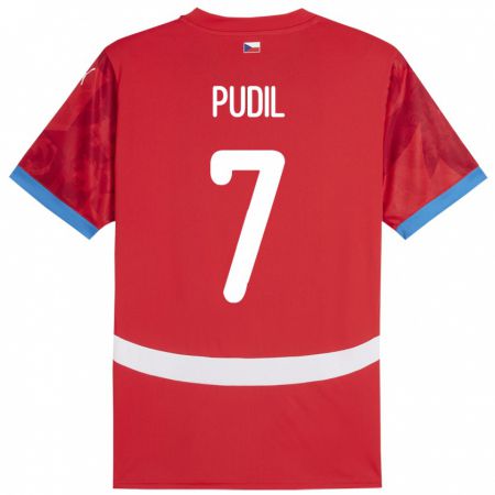 Kandiny Enfant Maillot Tchéquie Adam Pudil #7 Rouge Tenues Domicile 24-26 T-Shirt