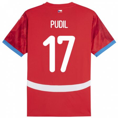 Kandiny Enfant Maillot Tchéquie Milos Pudil #17 Rouge Tenues Domicile 24-26 T-Shirt