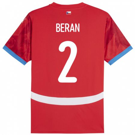 Kandiny Enfant Maillot Tchéquie Stepan Beran #2 Rouge Tenues Domicile 24-26 T-Shirt