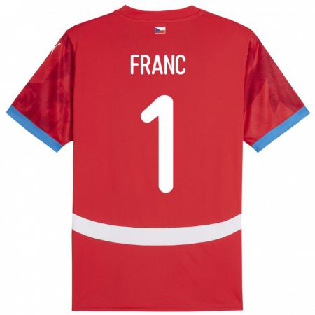 Kandiny Enfant Maillot Tchéquie Lukas Franc #1 Rouge Tenues Domicile 24-26 T-Shirt