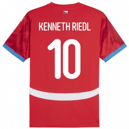 Kandiny Enfant Maillot Tchéquie Victor Kenneth Riedl #10 Rouge Tenues Domicile 24-26 T-Shirt