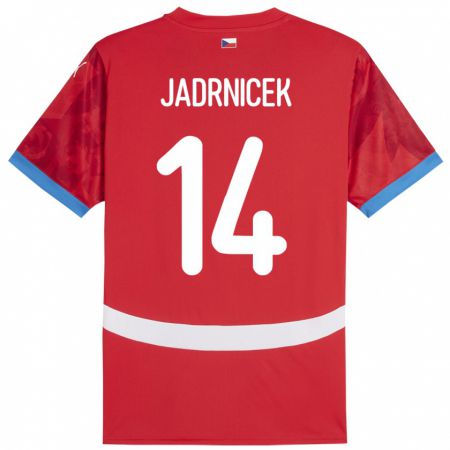 Kandiny Enfant Maillot Tchéquie Nikola Jadrnicek #14 Rouge Tenues Domicile 24-26 T-Shirt