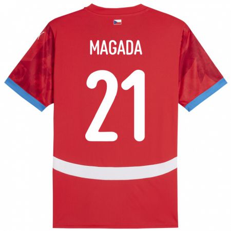 Kandiny Enfant Maillot Tchéquie Maxim Magada #21 Rouge Tenues Domicile 24-26 T-Shirt