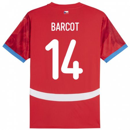 Kandiny Enfant Maillot Tchéquie David Barcot #14 Rouge Tenues Domicile 24-26 T-Shirt