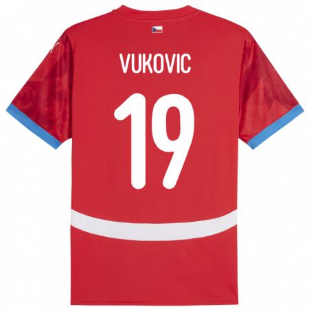 Kandiny Enfant Maillot Tchéquie Kristian Vukovic #19 Rouge Tenues Domicile 24-26 T-Shirt