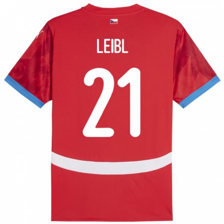 Kandiny Enfant Maillot Tchéquie Adam Leibl #21 Rouge Tenues Domicile 24-26 T-Shirt