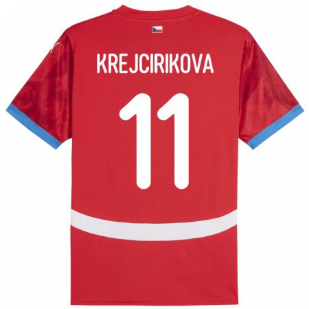 Kandiny Enfant Maillot Tchéquie Tereza Krejčiříková #11 Rouge Tenues Domicile 24-26 T-Shirt