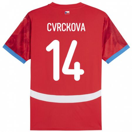 Kandiny Enfant Maillot Tchéquie Klára Cvrčková #14 Rouge Tenues Domicile 24-26 T-Shirt