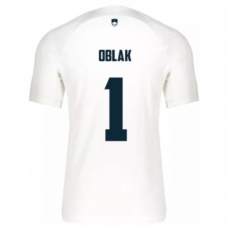 Kandiny Enfant Maillot Slovénie Jan Oblak #1 Blanc Tenues Domicile 24-26 T-Shirt