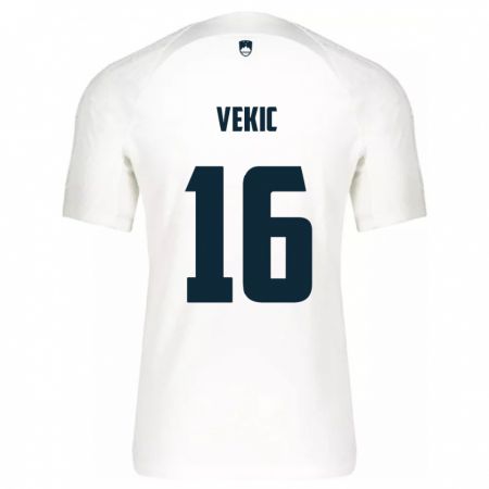 Kandiny Enfant Maillot Slovénie Igor Vekic #16 Blanc Tenues Domicile 24-26 T-Shirt