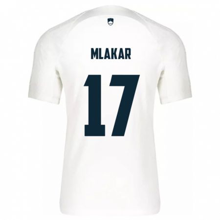 Kandiny Enfant Maillot Slovénie Jan Mlakar #17 Blanc Tenues Domicile 24-26 T-Shirt