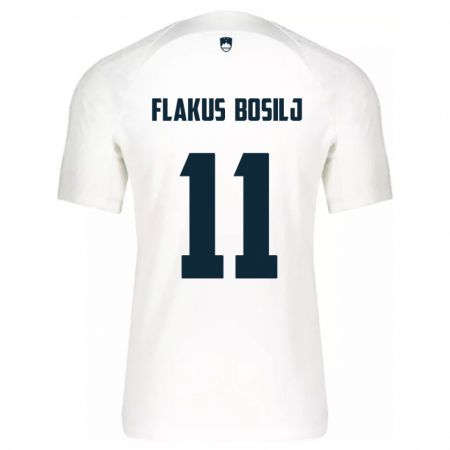 Kandiny Enfant Maillot Slovénie David Flakus Bosilj #11 Blanc Tenues Domicile 24-26 T-Shirt