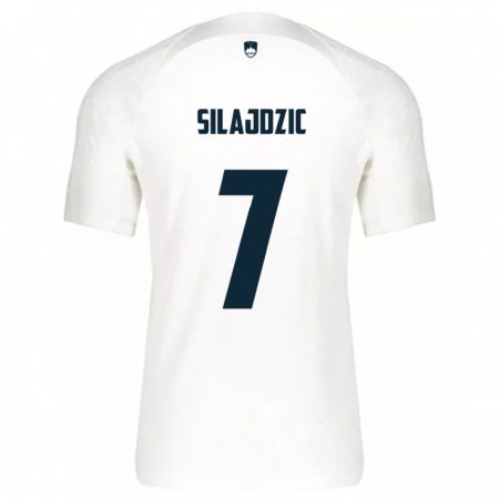 Kandiny Enfant Maillot Slovénie Riad Silajdzic #7 Blanc Tenues Domicile 24-26 T-Shirt