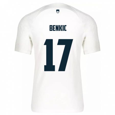 Kandiny Enfant Maillot Slovénie Kevin Benkic #17 Blanc Tenues Domicile 24-26 T-Shirt