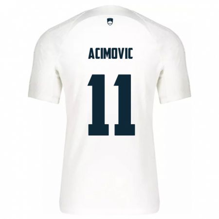 Kandiny Enfant Maillot Slovénie Mateo Acimovic #11 Blanc Tenues Domicile 24-26 T-Shirt