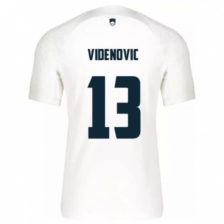 Kandiny Enfant Maillot Slovénie Denis Videnovic #13 Blanc Tenues Domicile 24-26 T-Shirt