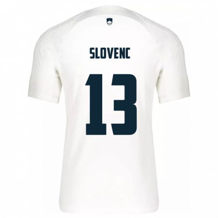 Kandiny Enfant Maillot Slovénie Nejc Slovenc #13 Blanc Tenues Domicile 24-26 T-Shirt