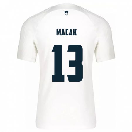 Kandiny Enfant Maillot Slovénie Tian Macak #13 Blanc Tenues Domicile 24-26 T-Shirt