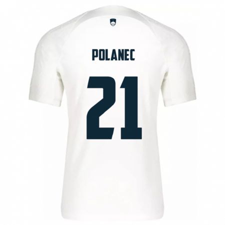Kandiny Enfant Maillot Slovénie Gaj Polanec #21 Blanc Tenues Domicile 24-26 T-Shirt